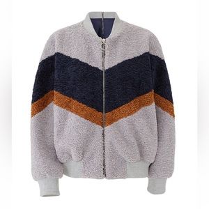 J.O.A. Colorblock Teddy Faux Fur Jacket